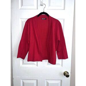 URBAN COCO Womens Red Stretch Viscose Blend Open Cardigan Sweater Sz L
